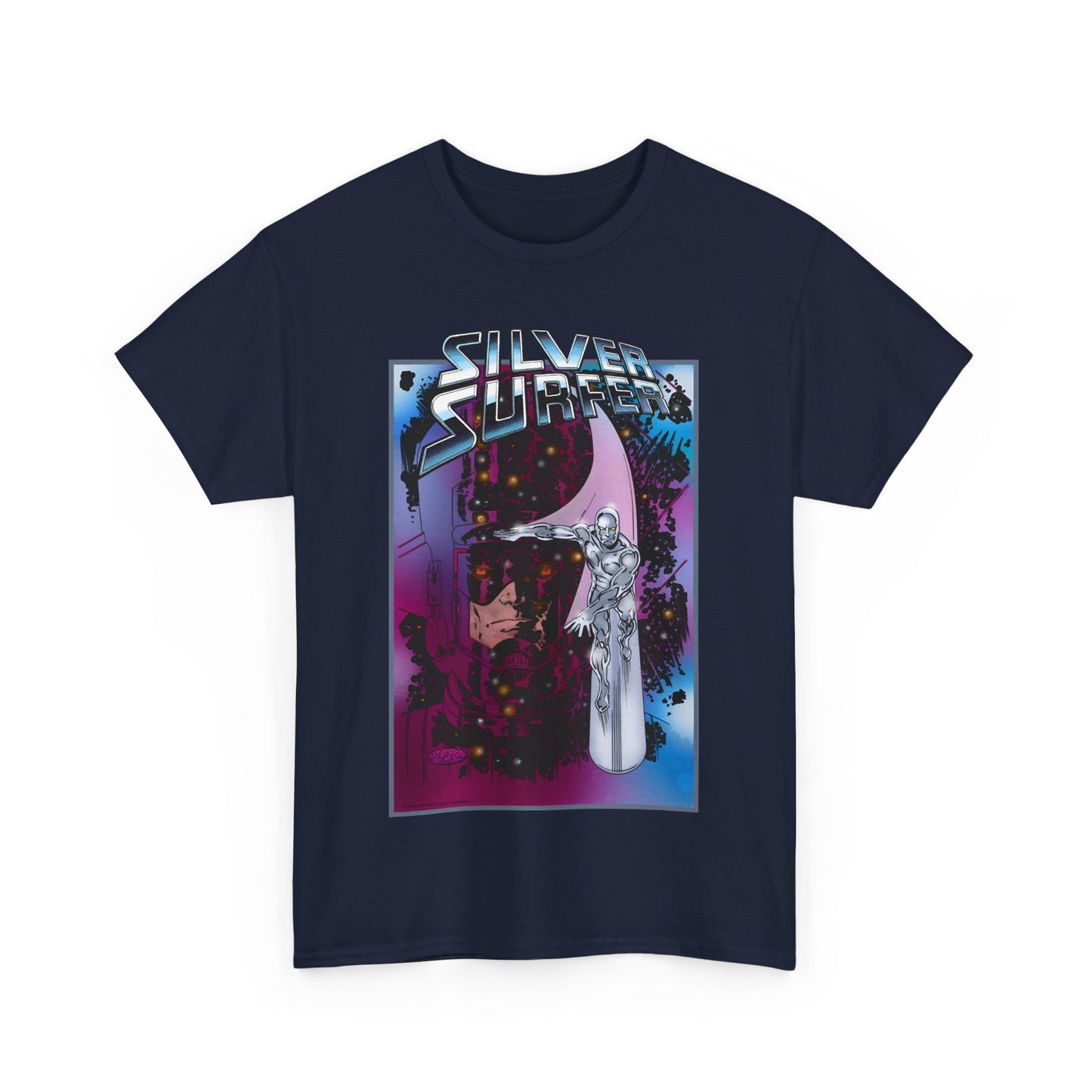 Silver Surfer & Galactus T-Shirt - John Byrne Art - Fantastic Four Connection - Former Herald, Norrin Radd - Marvel Comics