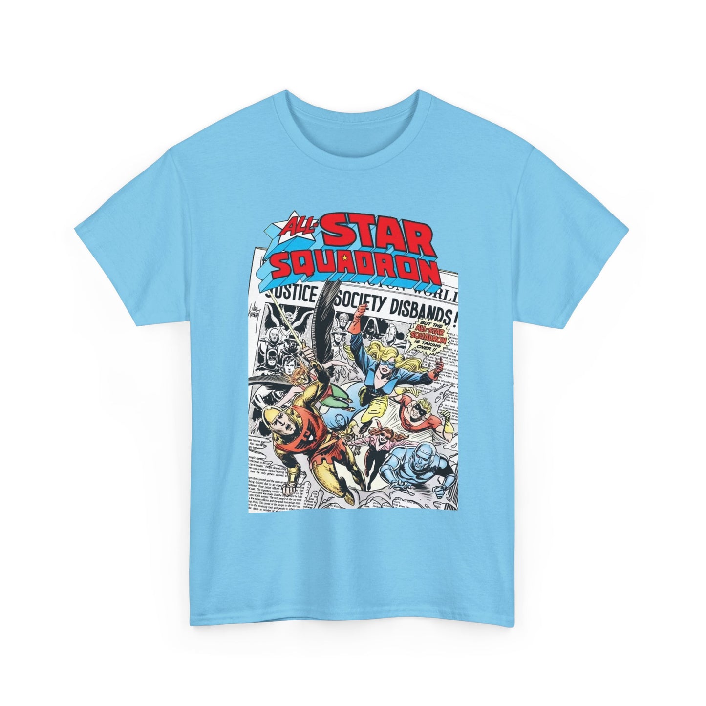All-Star Squadron T-Shirt - Joe Kubert Art - Liberty Belle, Robotman, Shining Knight, Johnny Quick, Firebrand - JSA Connection - DC Comics