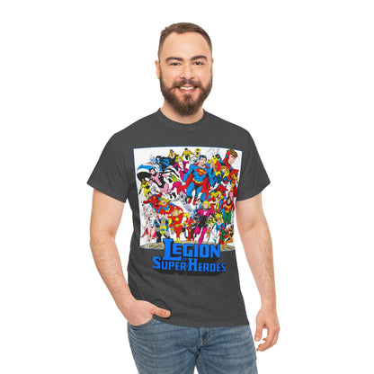 Legion of Super-Heroes T-Shirt - Greg Laroque Art - Who's Who in DC Comics - Superboy, Cosmic Boy, Dream Girl, Dawnstar, Supergirl, Sun Boy, Wildfire, Element Lad, Invisible Kid, Saturn Girl, Lightning Lad - DC Comics