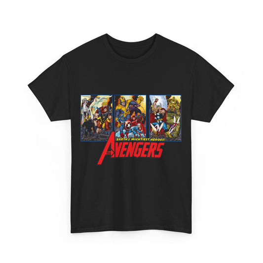 Avengers T-Shirt - John Byrne Art - Thor, Captain America, Iron Man, Hulk, Scarlet Witch, Wasp, Quicksilver, The Black Knight - Marvel Comics