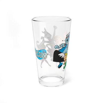 Jetsons Pint Glass, 16oz - George, Jane, Judy, Astro, Elroy - Hanna-Barbera Cartoon - Futuristic