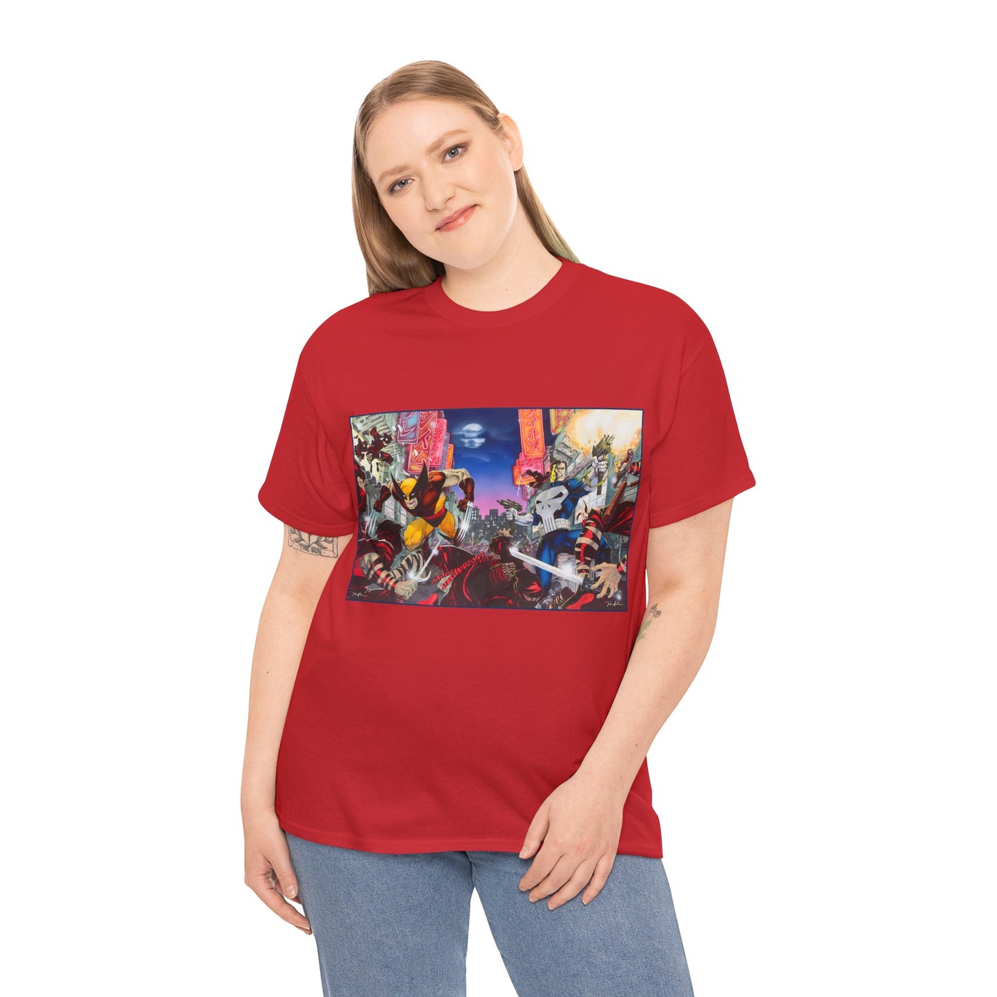 Wolverine & Punisher T-Shirt - Jim Lee Art - Vs The Hand - Marvel Comics
