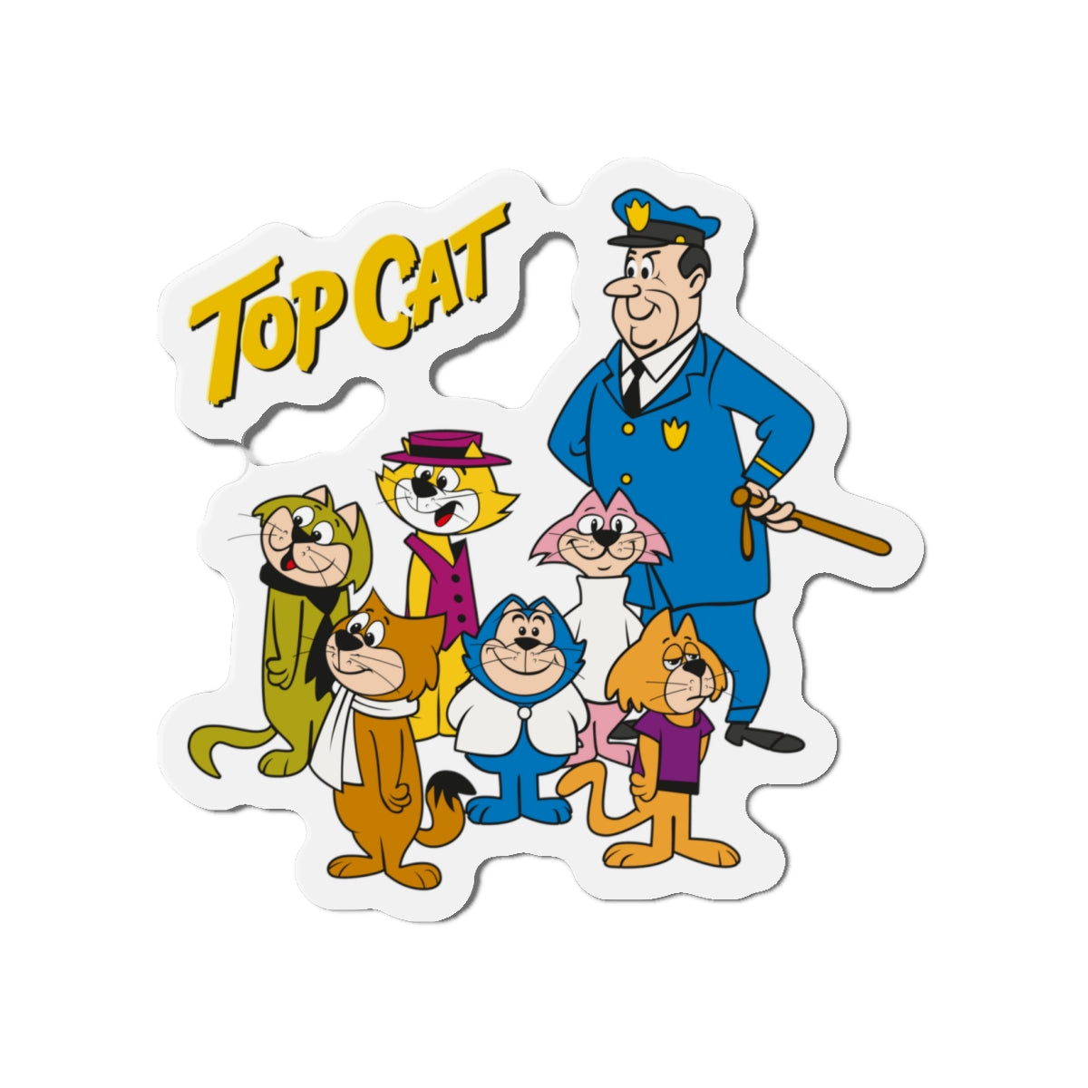 Top Cat Die-Cut Magnet - 1960s Hanna-Barbera Cartoon - Benny the Ball, Brain, Choo-Choo, Fancy-Fancy & Spook - 3", 4", 5", 6"