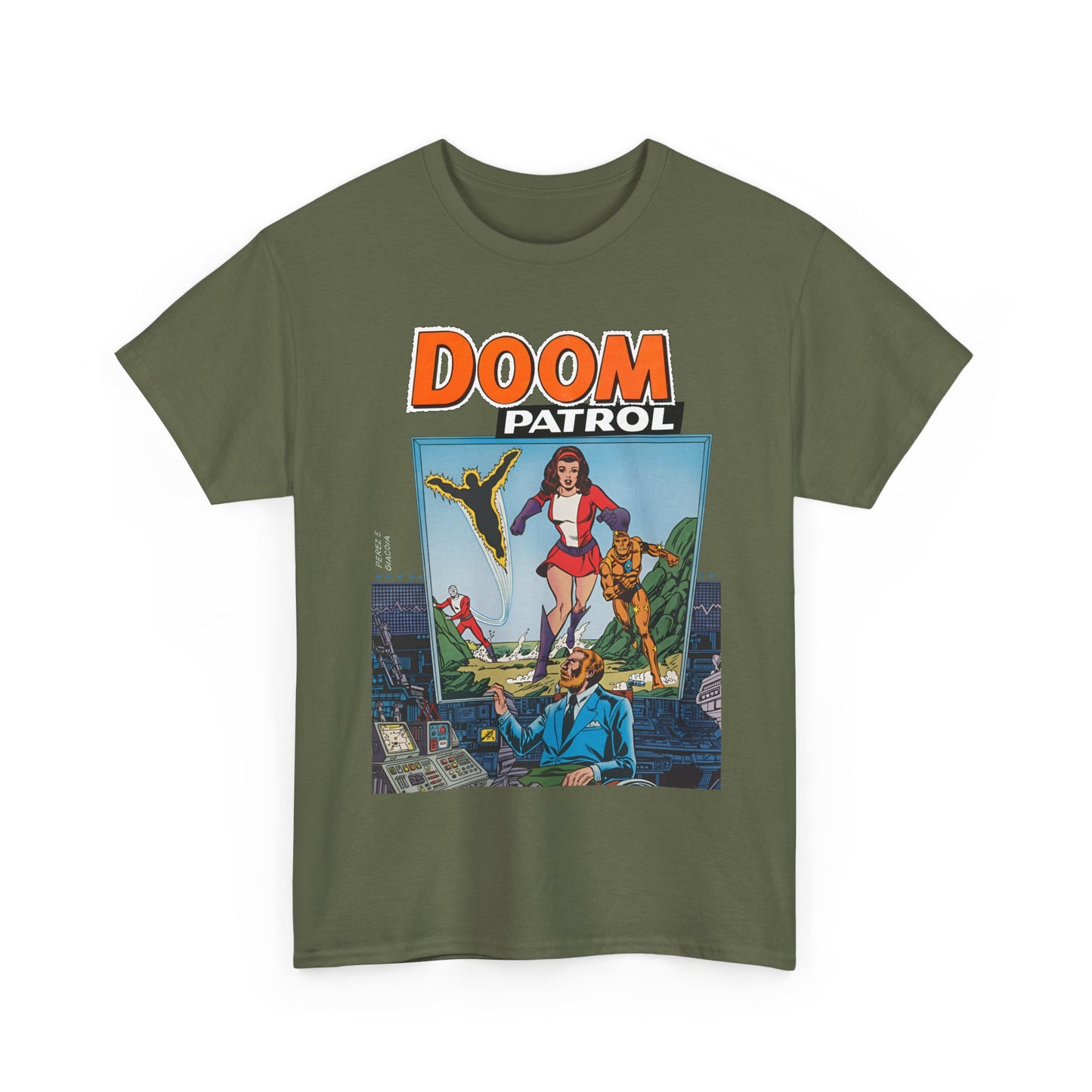 Doom Patrol T-Shirt - George Perez Art - Elasti-Girl, Robotman, Negative Man, The Chief - DC Comics Digest Cover Art