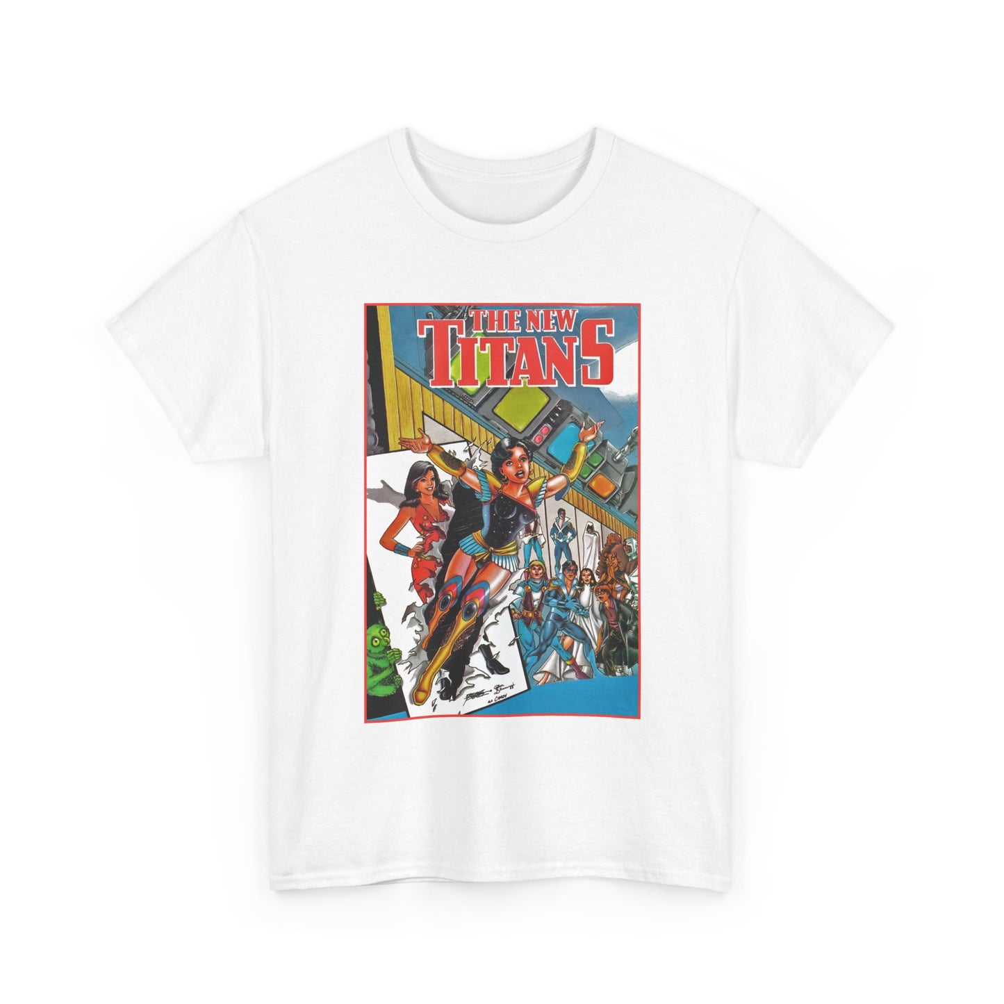 New Titans T-Shirt - George Perez Art - Troia 1st Appearance - Nightwing, Cyborg, Starfire, Raven, Jericho, Changeling - DC Comics