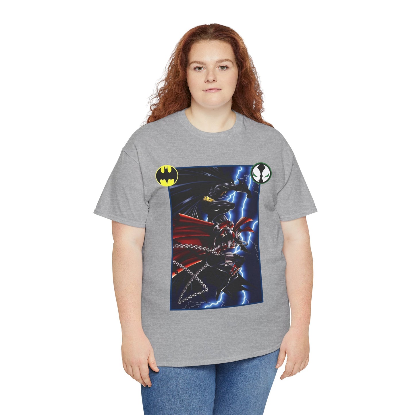 Batman & Spawn T-Shirt - Todd McFarlane Art - Gotham City, Frank Miller Story - DC Comics & Image Comics