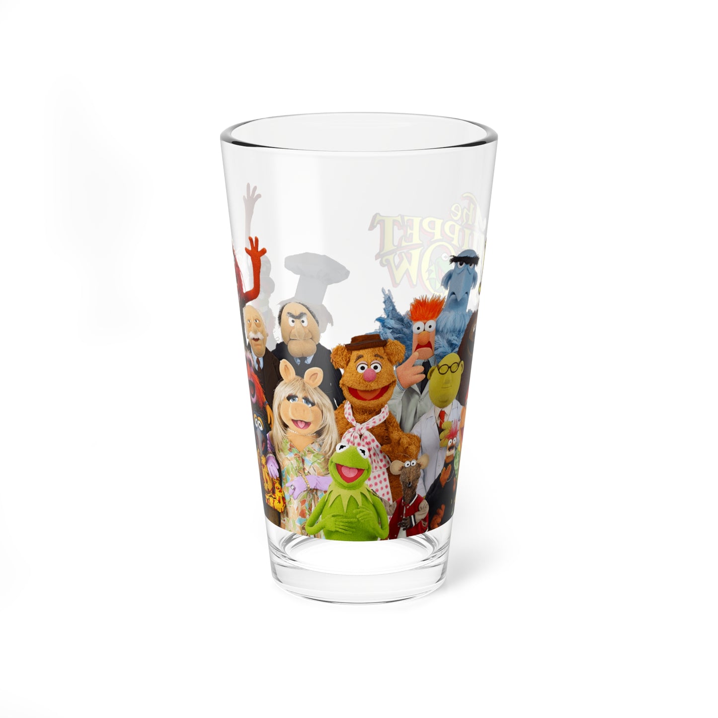 The Muppet Show Pint Glass 16oz Jim Henson Cartoon Kermit Miss Piggy Fozzie Gonzo Animal Beaker Retro 70s Variety TV Show Vintage Fan Gift