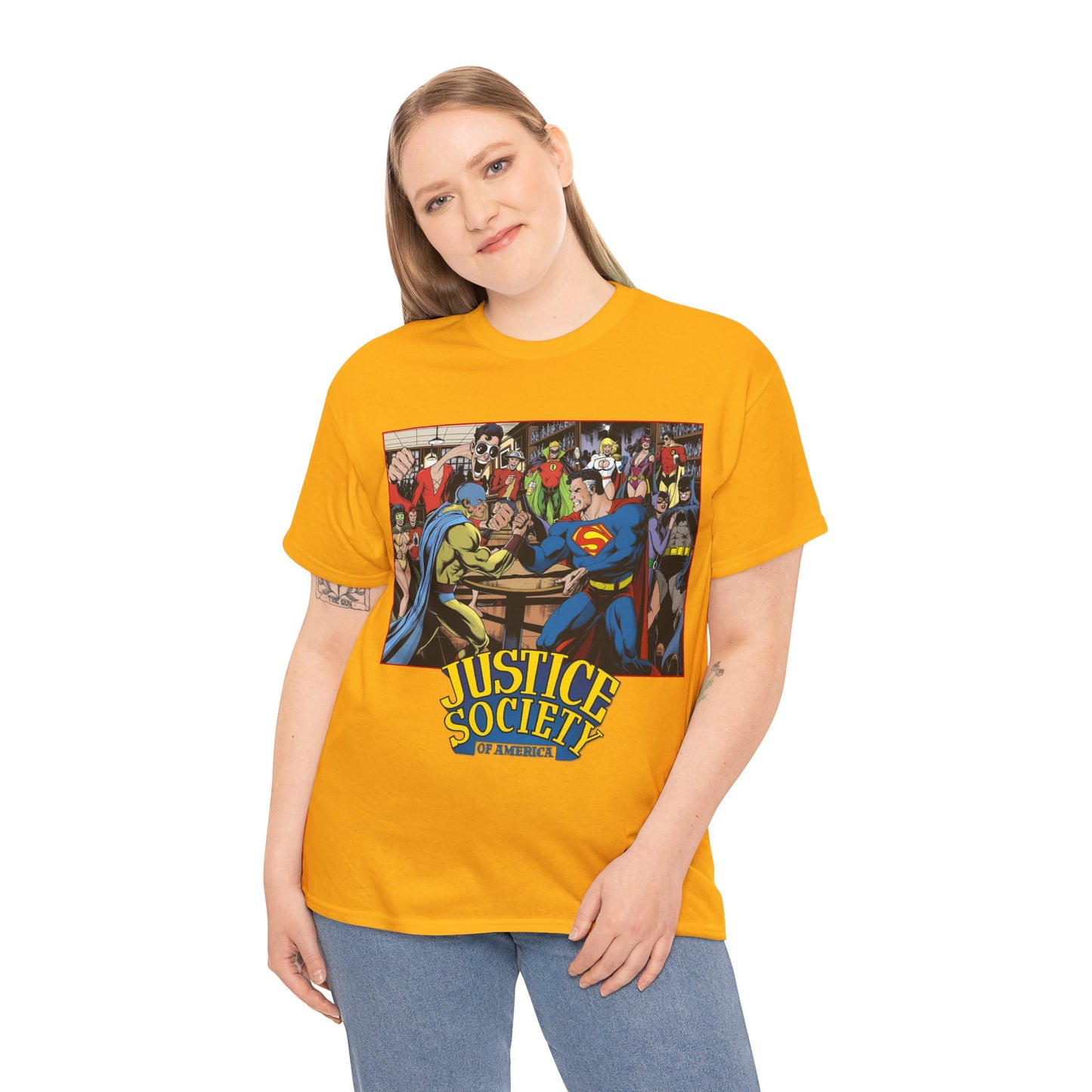 Justice Society of America T-Shirt - Superman, Wonder Woman, Atom, Starman, Huntress, Power Girl, Green Lantern, Batman, Plastic Man, Flash - JSA - DC Comics
