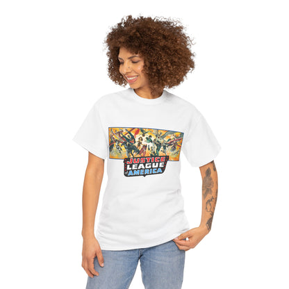 Justice League T-Shirt - Alex Ross Art - Superman, Batman, Wonder Woman, Black Canary, Hawkman, Green Lantern, Adam Strange, Plastic Man, Zatanna - DC Comics