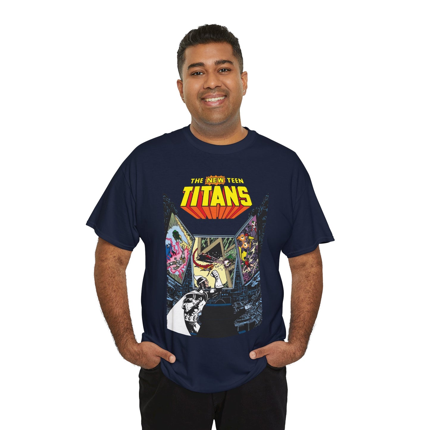 New Teen Titans T-Shirt - George Perez Art - Dr. Light, Titans Tower - DC Comics