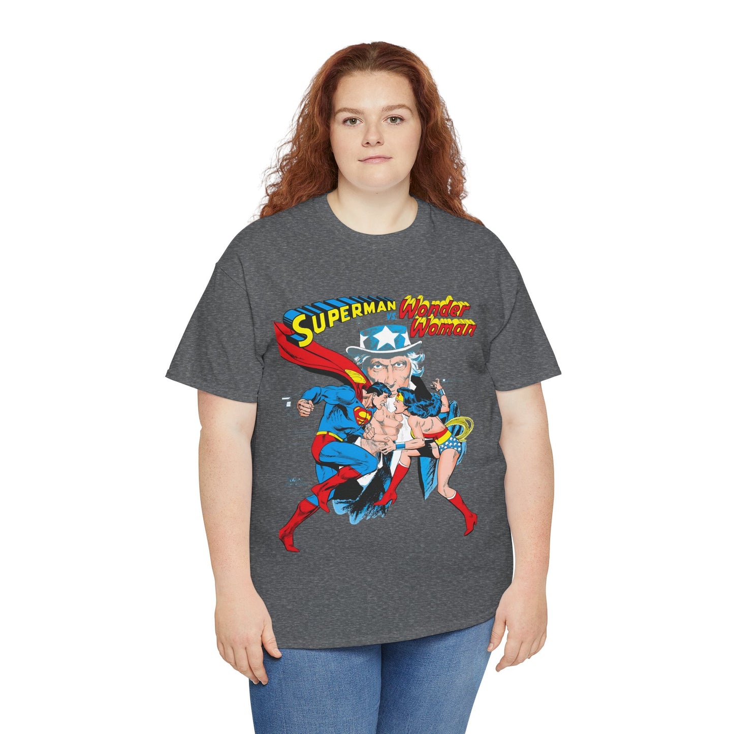 Superman Vs Wonder Woman T-Shirt - José Luis García-López Art - Popular 1970s Tabloid Story - DC Comics