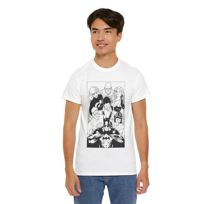 Batman & the Outsiders T-Shirt - Kevin Maguire Art - Black & White - Black Lightning, Metamorpho, Halo, Looker, Katana, Geo-Force - DC Comics