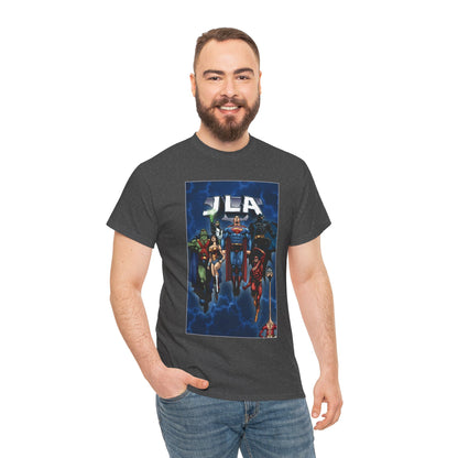 JLA T-Shirt - Doug Mahnke Art - Superman, Batman, Wonder Woman, Aquaman, Green Lantern, Flash, Martian Manhunter - DC Comics