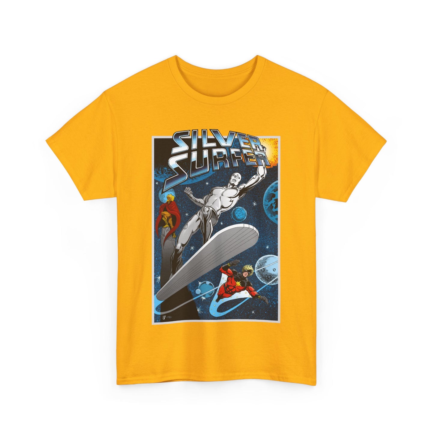 Silver Surfer T-Shirt - With Adam Warlock & Captain Marvel - Norrin Radd - Former Herald of Galactus - Fantastic Four Ally - Marvel Comics