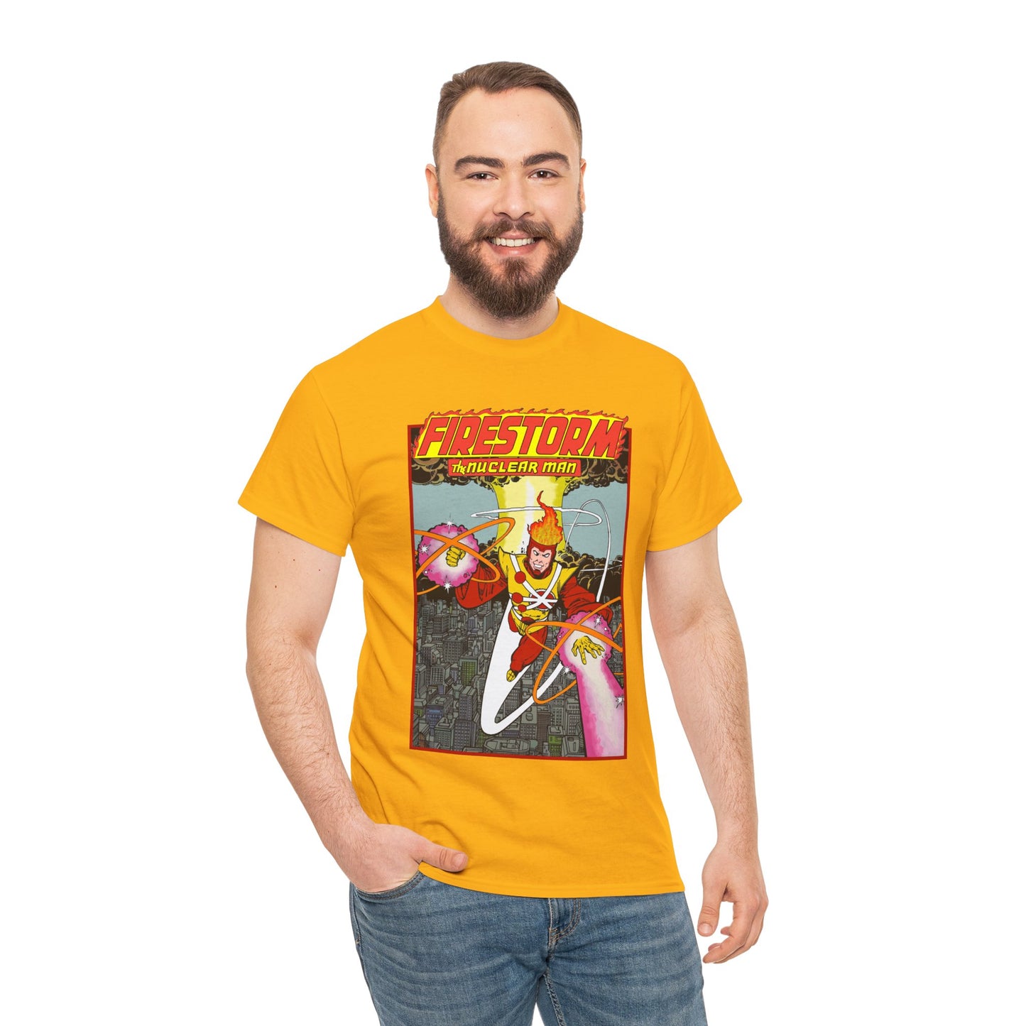 Firestorm the Nuclear Man T-Shirt - George Perez JLA Postcard Art 1980s - DC Comics - Justice League of America Member
