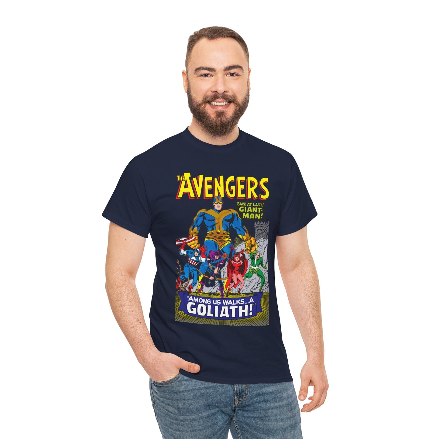 Avengers T-Shirt - Silver Age Art - Early Giant-Man Appearance - Captain America, Hawkeye, Scarlet Witch, Quicksilver - Marvel Comics