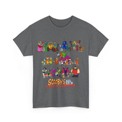 Scooby's All-Star Laff-A-Lympics T-Shirt - Hanna-Barbera Cartoon - Speed Buggy, Yogi Bear, Grape Ape, Scooby Dum, Shaggy, Wally Gator