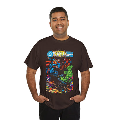 DC Comics Vs Marvel Comics T-Shirt - George Perez Art - Superman, Hulk, Batman, Spider-man, X-Men, New Teen Titans