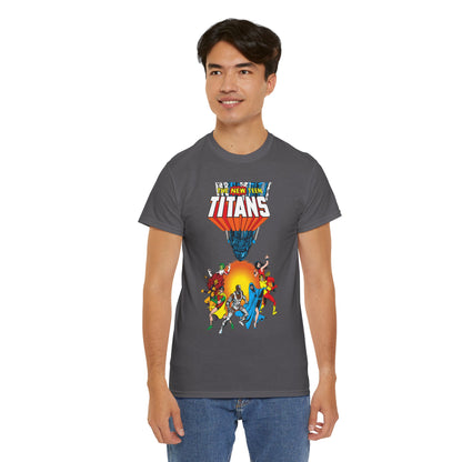 New Teen Titans T-Shirt - George Perez Art - Robin, Wonder Girl, Cyborg, Raven, Starfire, Kid Flash - #10 Cover Art - DC Comics