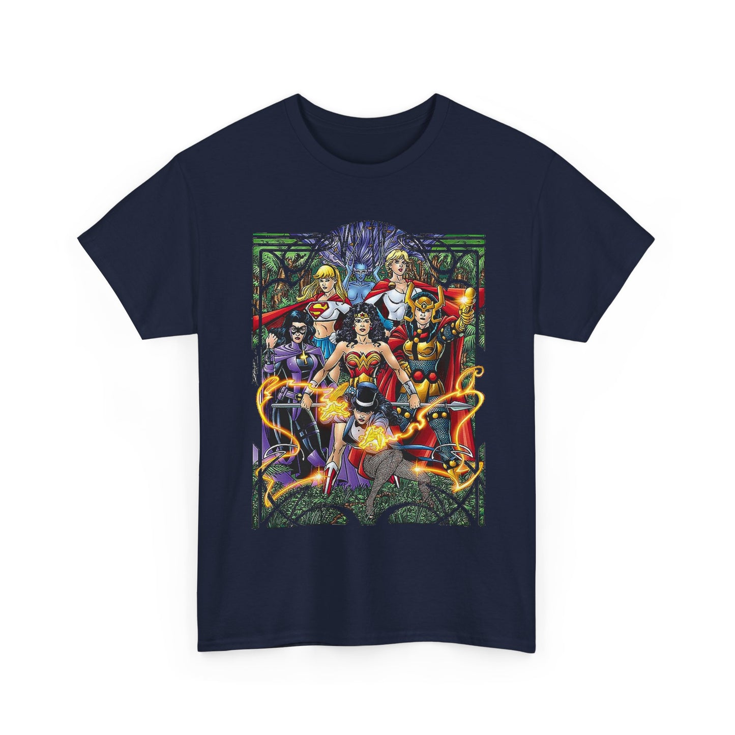 Justice League of Amazons T-Shirt - George Perez Art - Wonder Woman, Zatanna, Supergirl, Power Girl, Huntress, Big Barda - JLA - DC Comics