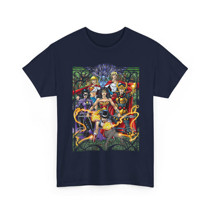 Justice League of Amazons T-Shirt - George Perez Art - Wonder Woman, Zatanna, Supergirl, Power Girl, Huntress, Big Barda - JLA - DC Comics