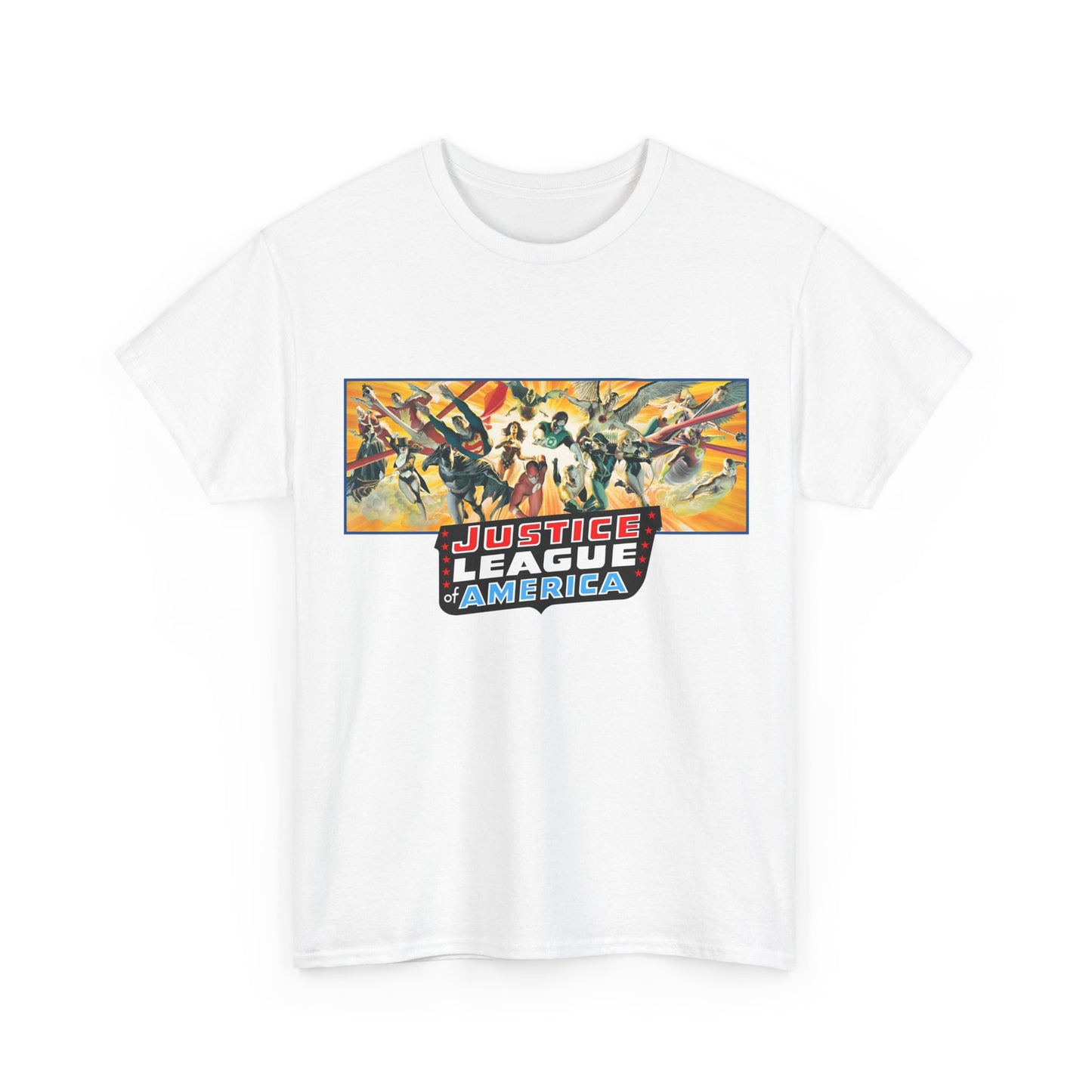 Justice League T-Shirt - Alex Ross Art - Superman, Batman, Wonder Woman, Black Canary, Hawkman, Green Lantern, Adam Strange, Plastic Man, Zatanna - DC Comics