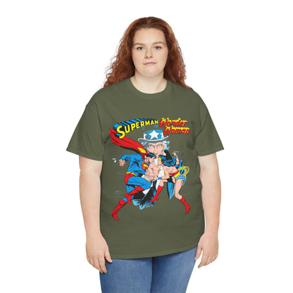 Superman Vs Wonder Woman T-Shirt - José Luis García-López Art - Popular 1970s Tabloid Story - DC Comics