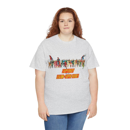 Superboy & Legion of Super-Heroes T-Shirt - 1970s DC Comics Art - Saturn Girl, Lightning Lad, Brainiac 5, Supergirl, Dawnstar, Mon-El, Bouncing Boy, Wildfire - LOSH