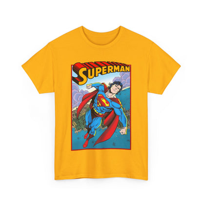 Superman T-Shirt - Tom Grummett Art - DC Comics - Metropolis, Man of Steel Flying Through the Sky - Post-Reign of the Supermen Storyline Artwork