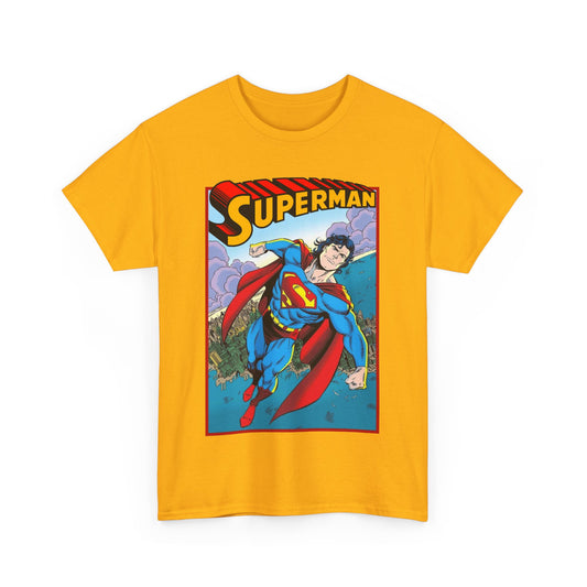 Superman T-Shirt - Tom Grummett Art - DC Comics - Metropolis, Man of Steel Flying Through the Sky - Post-Reign of the Supermen Storyline Artwork