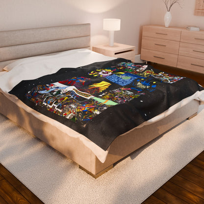 Crisis on Infinite Earths Velveteen Plush Blanket 60x80" - Iconic George Perez Art - #1-12 Covers - DC Comics