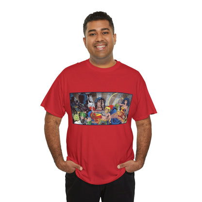 Justice League T-Shirt - Kevin Maguire Art - Superman, Wonder Woman, Flash, Aquaman, Green Lantern - DC Comics