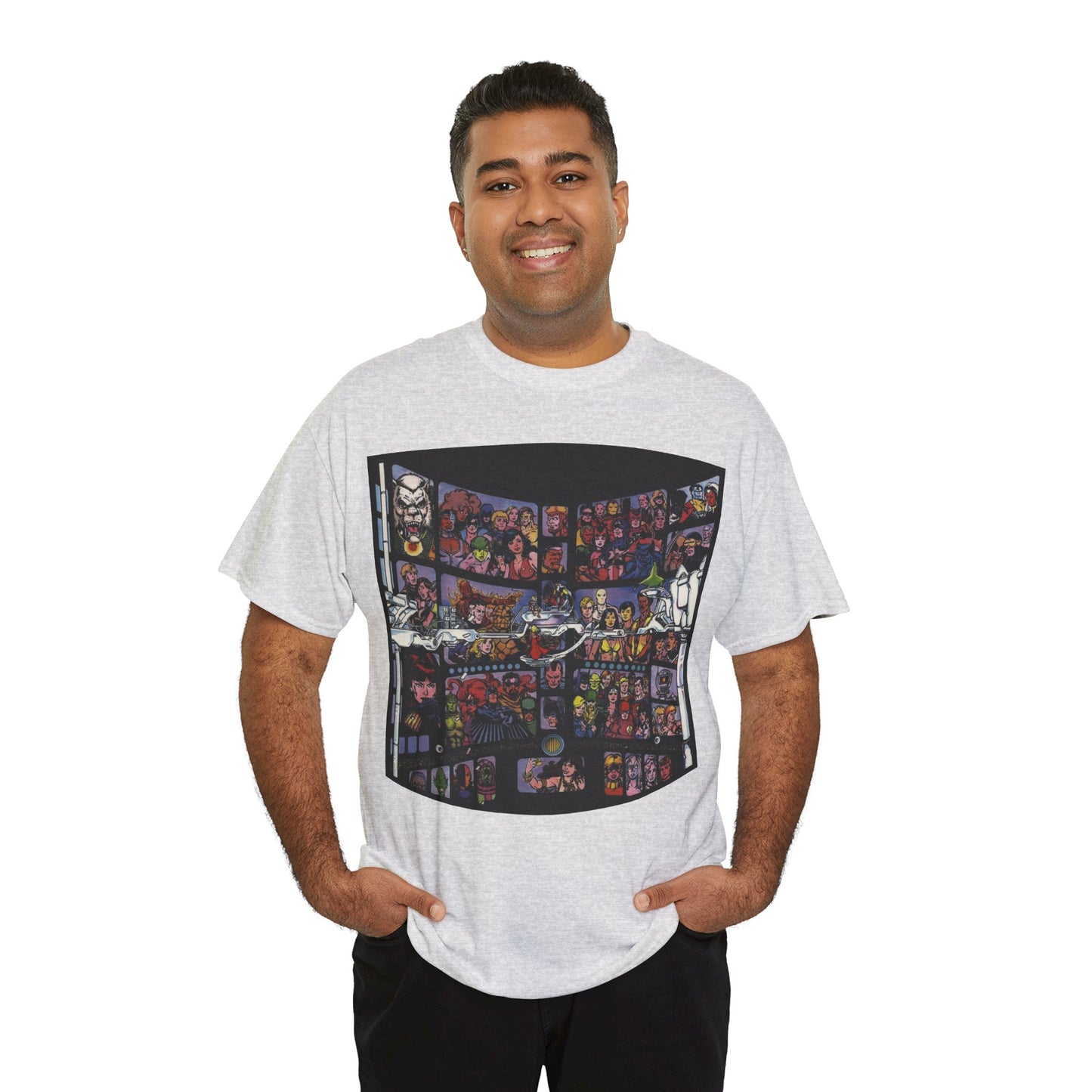Focus on George Perez T-Shirt - Monitor, New Teen Titans, Avengers, Fantastic Four - DC & Marvel Comics - Note: Black Tee is a Negative Space Piece and is Borderless