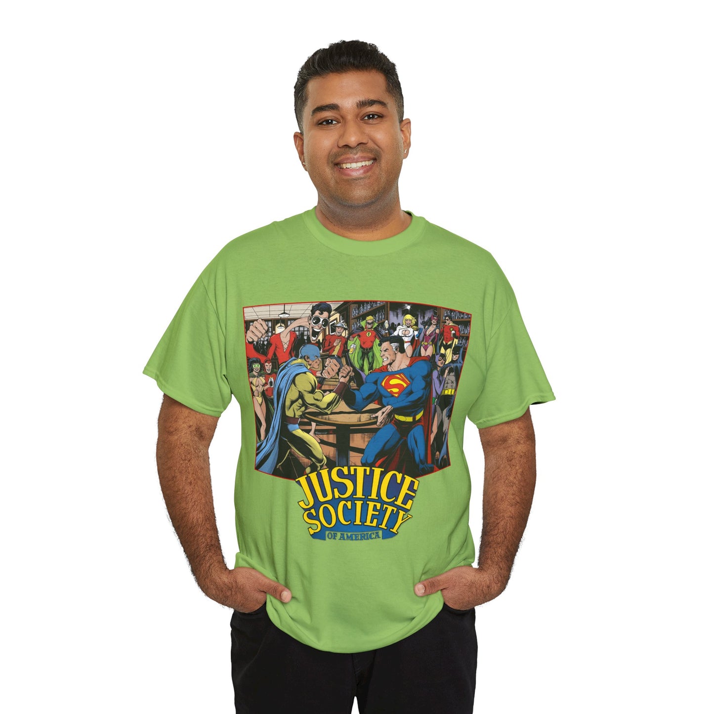 Justice Society of America T-Shirt - Superman, Wonder Woman, Atom, Starman, Huntress, Power Girl, Green Lantern, Batman, Plastic Man, Flash - JSA - DC Comics