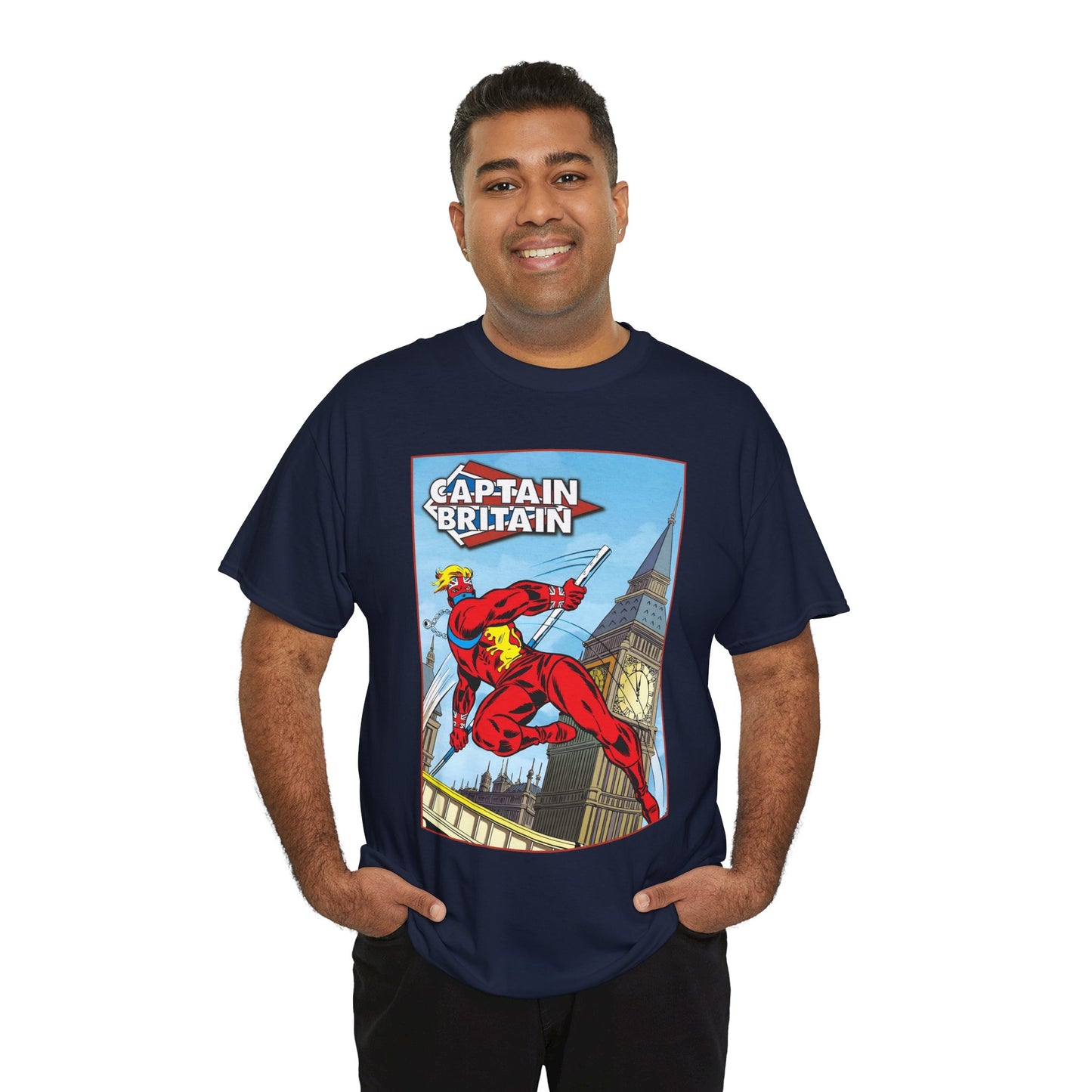 Captain Britain T-Shirt - Ron Wilson Art - Brian Braddock - Marvel UK Series - Chris Claremont Stories - Marvel Comics