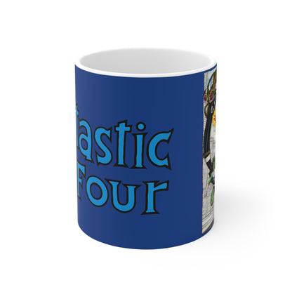 Fantastic Four Coffee Mug, 11oz - John Byrne Art - Marvel Comics - Human Torch, Reed Richards, Invisible Woman, The Thing, She-Hulk