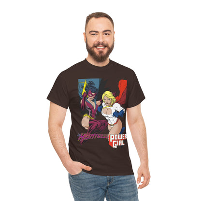 Huntress & Power Girl T-Shirt - Ed Benes Art - Justice Society, JSA, Earth 2 - DC Comics Bronze Age, Pre-Crisis Heroes