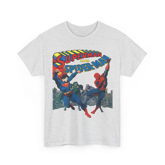 Superman and Amazing Spider-Man T-Shirt - Doctor Doom & Parasite - 1970s DC & Marvel Comics Crossover