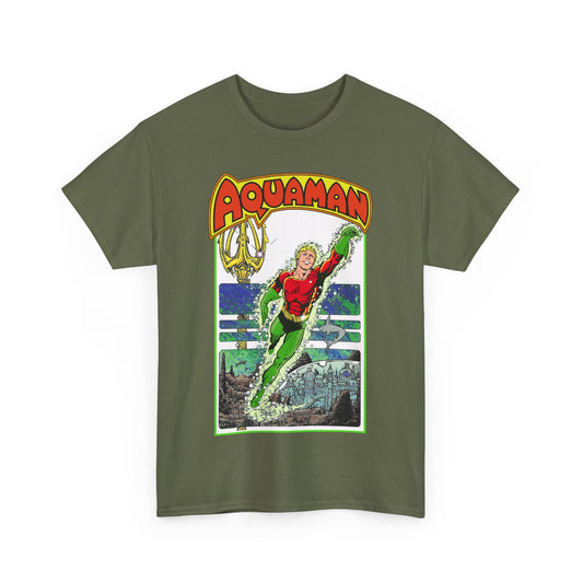 Aquaman T-Shirt - George Perez Art -Justice League 1980s Postcard Series - Arthur Curry - King of Atlantis - JLA - DC Comics