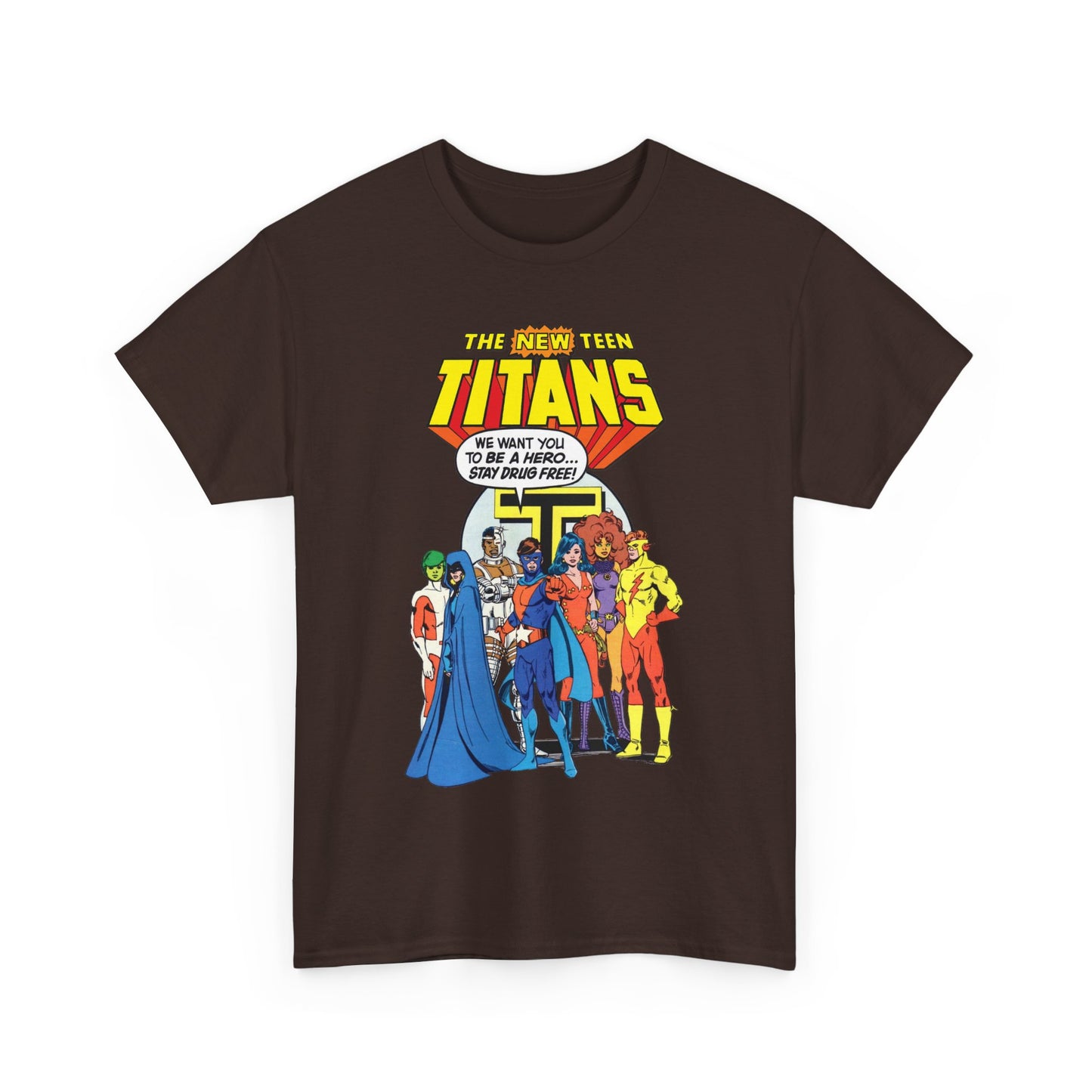 New Teen Titans T-Shirt - 1980s DC Comics Drug Awareness Specials - Protector, Starfire, Cyborg, Wonder Girl, Raven