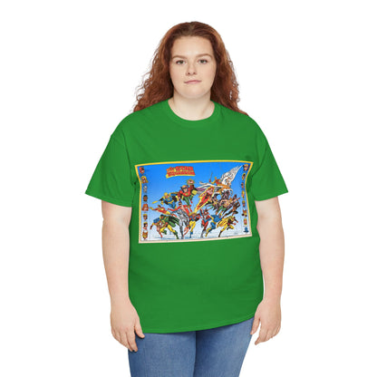 All-Star Squadron T-Shirt - Jerry Ordway Art - JSA Connection - Firebrand, Robotman, Amazing Man, Shining Knight, Tarantula, Dr Fate - Retro 1980s Series - DC Comics