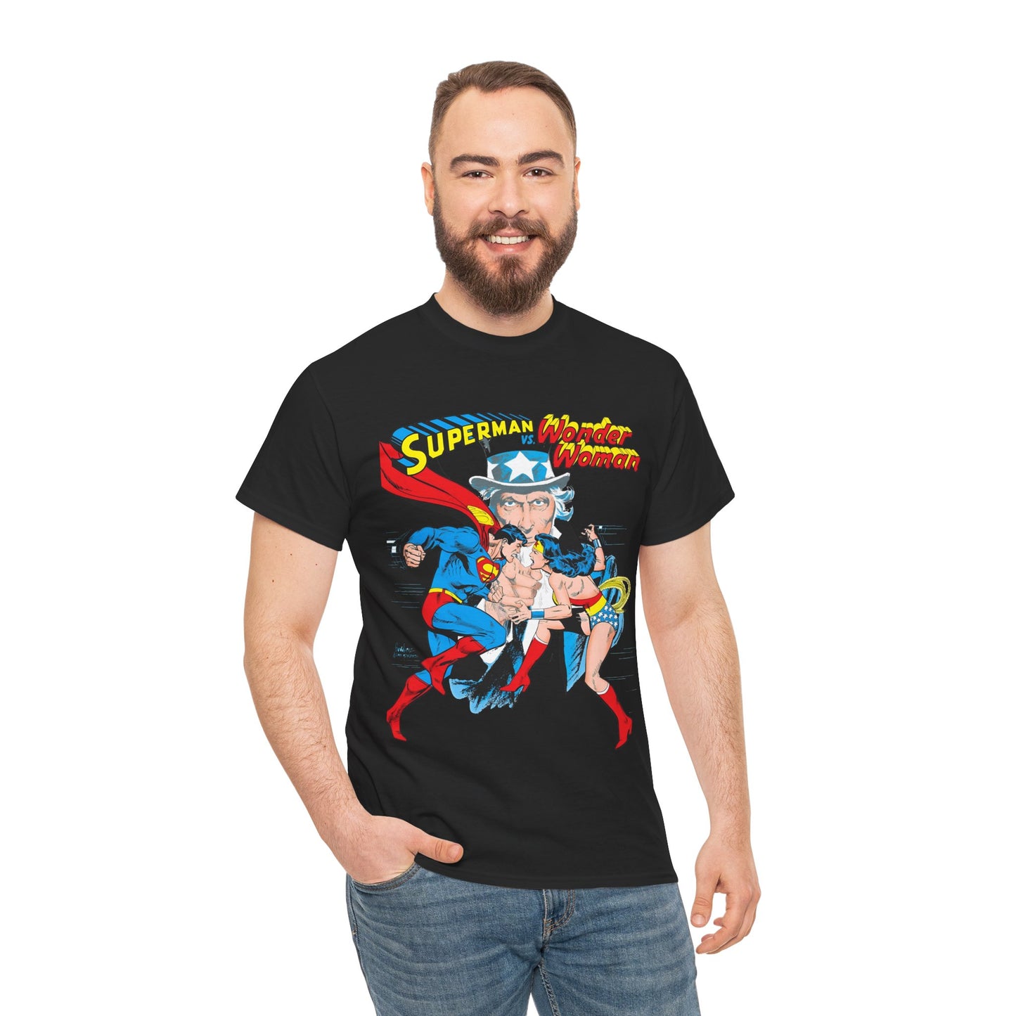 Superman Vs Wonder Woman T-Shirt - José Luis García-López Art - Popular 1970s Tabloid Story - DC Comics