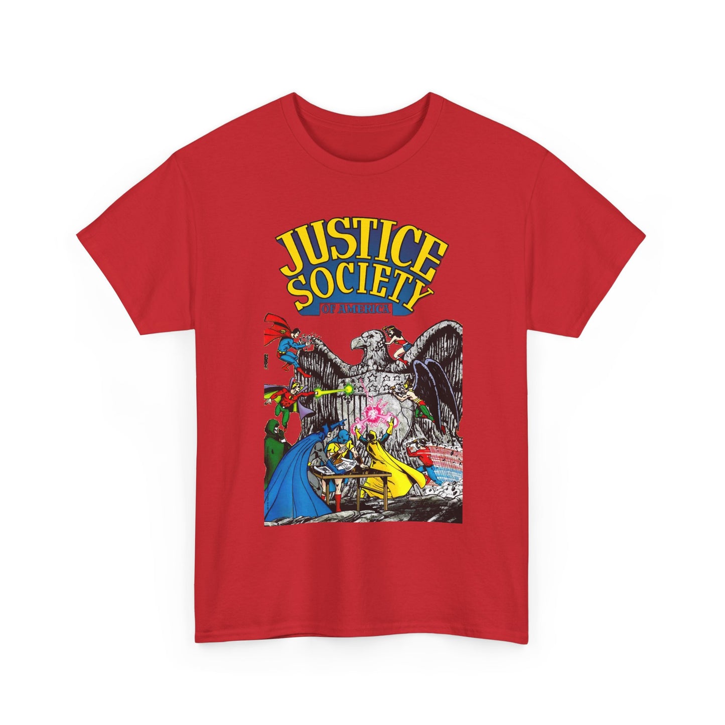 Justice Society T-Shirt - George Perez Art - Dr Fate, Atom, Spectre, Wonder Woman, Flash, Batman, Superman, Hawkman - JSA - DC Comics