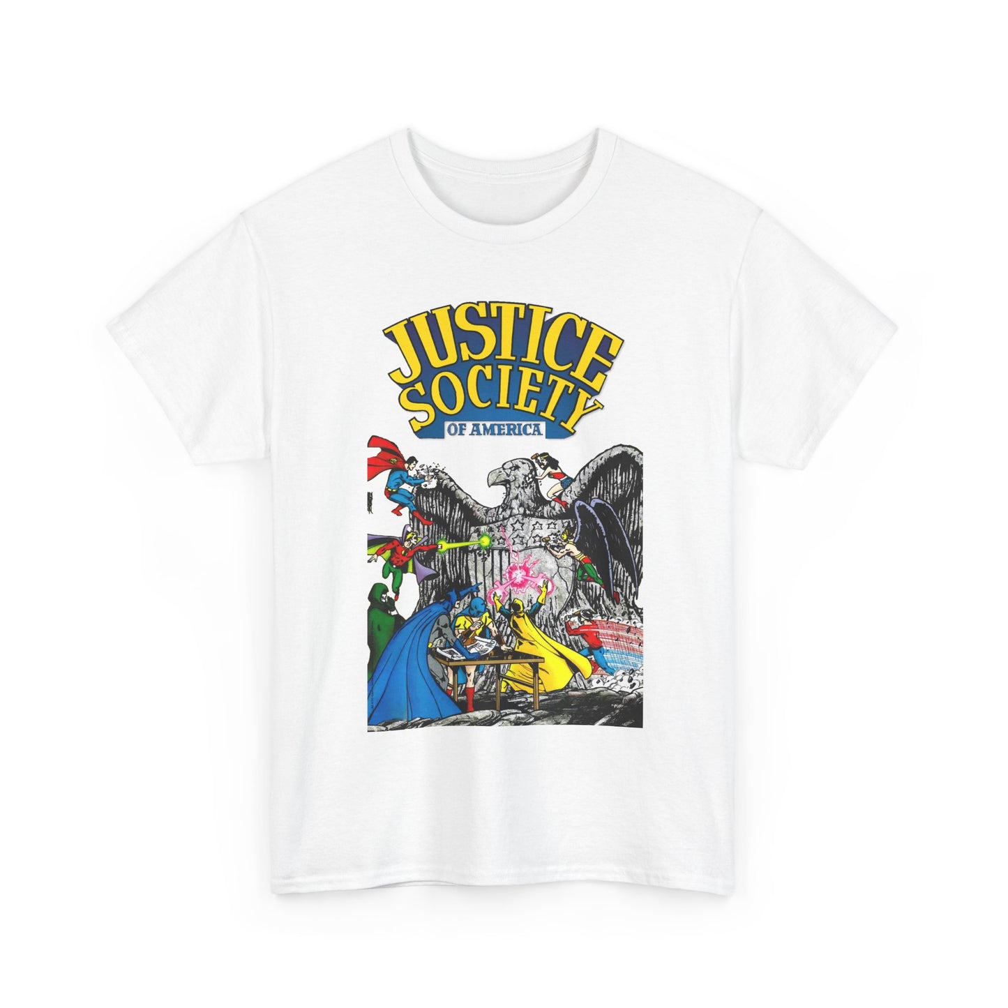 Justice Society T-Shirt - George Perez Art - Dr Fate, Atom, Spectre, Wonder Woman, Flash, Batman, Superman, Hawkman - JSA - DC Comics