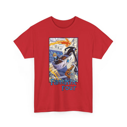 Fantastic Four T-Shirt - John Byrne Art - Invisible Woman, Thing, Human Torch, Reed Richards - Fantasticar, Baxter Building - Marvel Comics