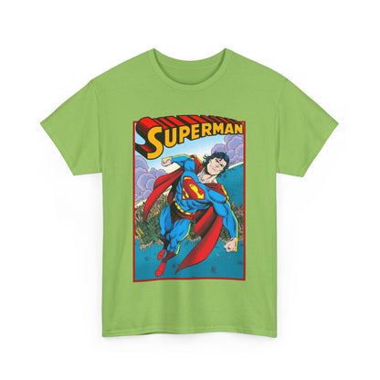 Superman T-Shirt - Tom Grummett Art - DC Comics - Metropolis, Man of Steel Flying Through the Sky - Post-Reign of the Supermen Storyline Artwork