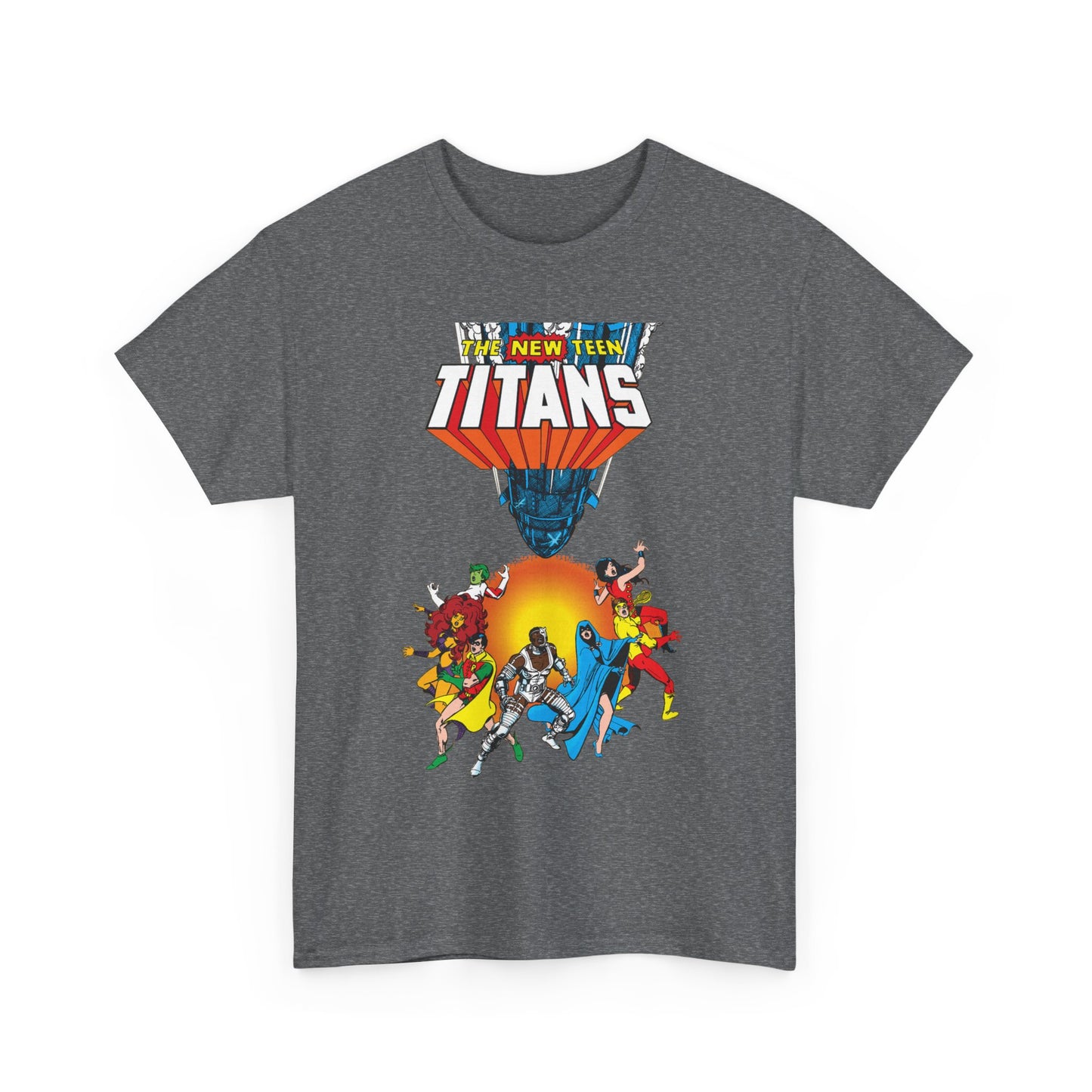 New Teen Titans T-Shirt - George Perez Art - Robin, Wonder Girl, Cyborg, Raven, Starfire, Kid Flash - #10 Cover Art - DC Comics