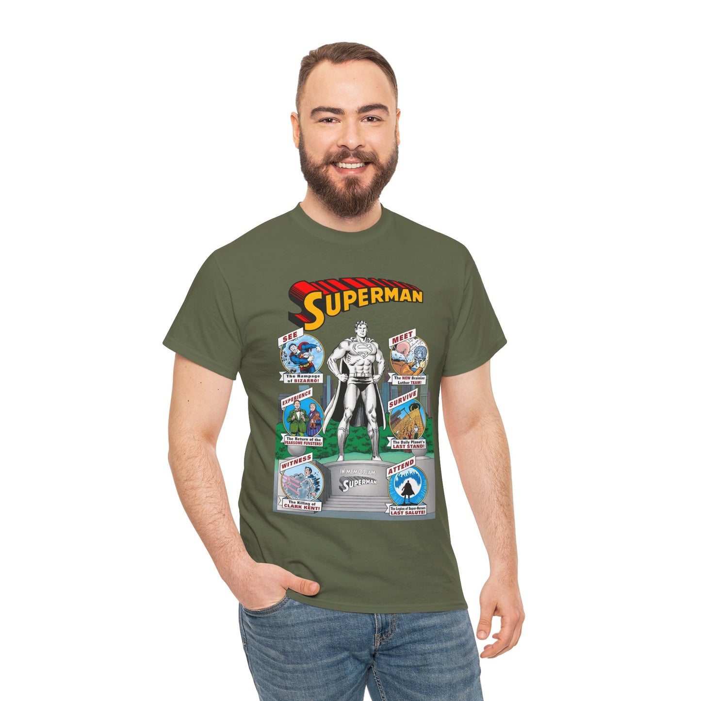 Superman T-Shirt - Curt Swan Art - Whatever Happened to the Man of Tomorrow? - Brainiac, Lex Luthor, Bizarro, Toyman, Daily Planet - Alan Moore Story - DC Comics