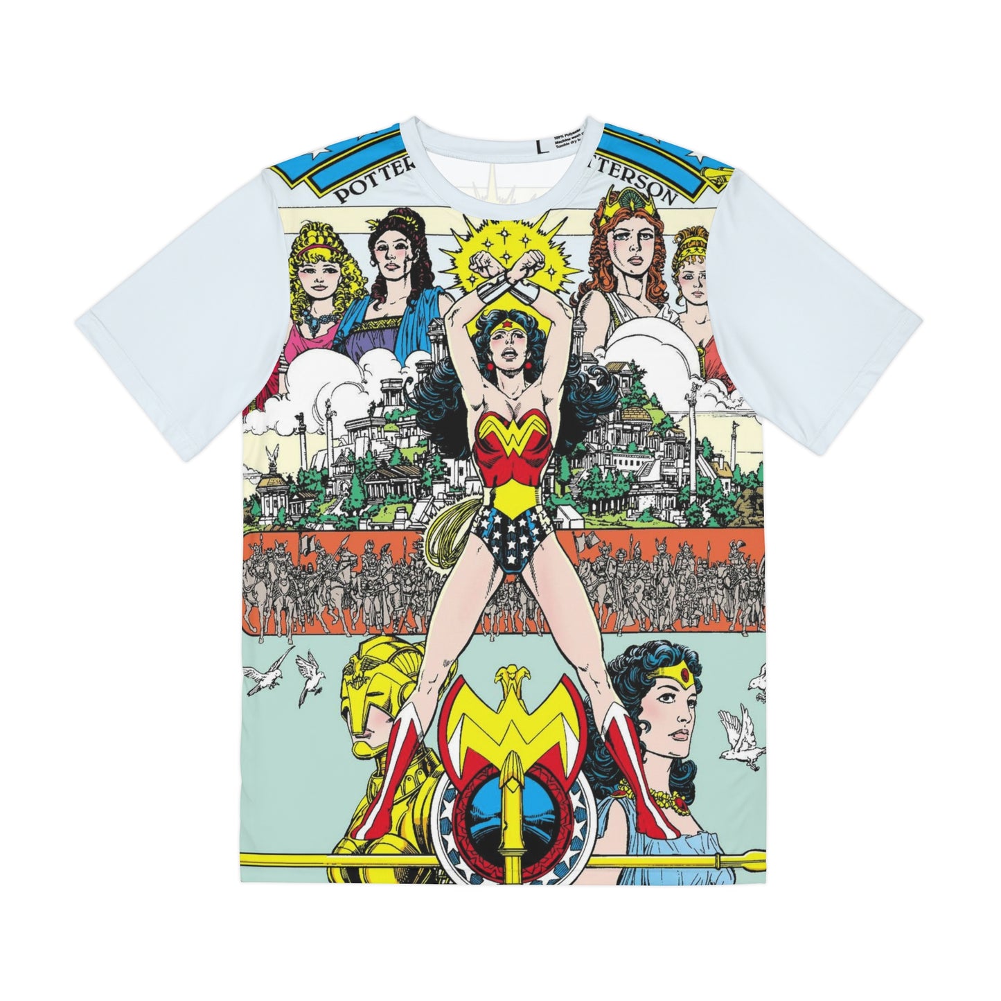 Wonder Woman Polyester Tee (All-Over Print) - Stunning George Perez Art - #1 Cover - DC Comics