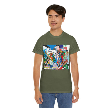 Justice League of America #200 T-Shirt - George Perez Art - Superman, Batman, Zatanna, Wonder Woman, Elongated Man, Martian Manhunter, Black Canary, Atom, Firestorm - DC Comics